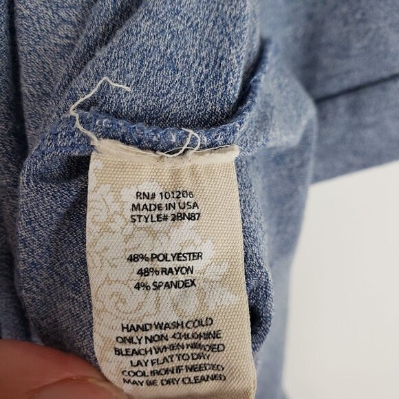 Soft Surroundings Side Tie Tunic Top Short Sleeve Blue 2BN87 Size Medium - Picture 5 of 6